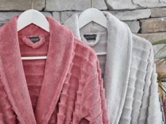 Set Robe - Larin 6-teiliges Bademantel-Set aus gekämmter Baumwolle, getrocknet, rosa, grau, 100331503 - Turkey