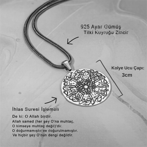 Surah Ihlas Embroidered Silver Necklace 100346410