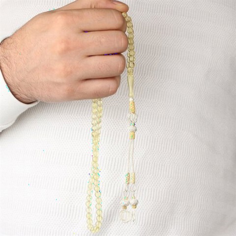 Silver Kazaz Tasseled Drop Amber Rosary 100352184