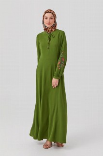 Daily Dress - Women's Collar Corded Embroidered Dress 100342712 - Turkey