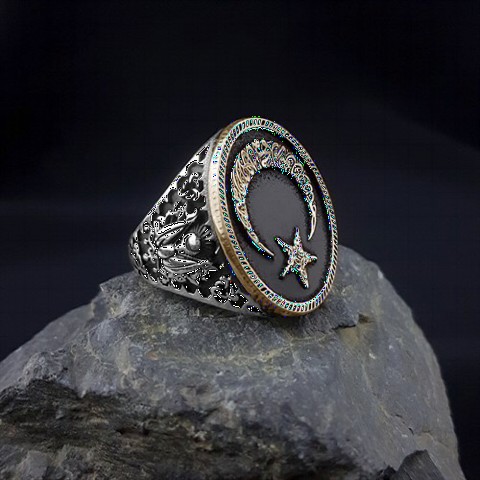 Motif Embroidered Ring On The Moon Star On The Word-i Tawhid Edges 100349685