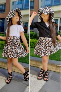 Girls' Blazer Jacketed Hat Leopard Skirt Suit 100327051