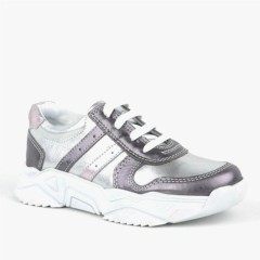 Sport-Sneaker - Genuine Leather Platinum Pink Girls Sneakers 100278870 - Turkey