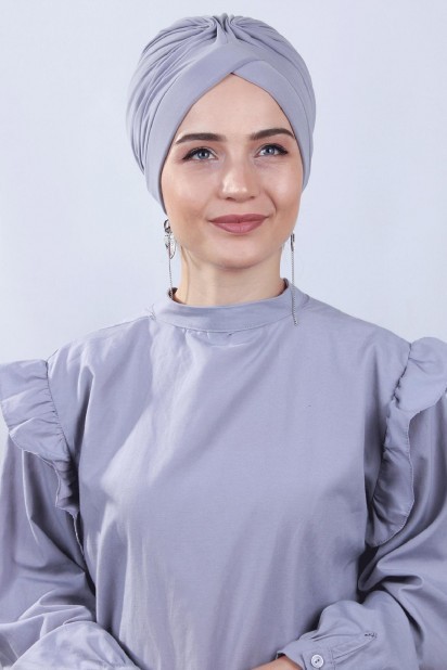 Woman Bonnet & Turban - کاپوت دو طرفه نورولو خاکستری - Turkey