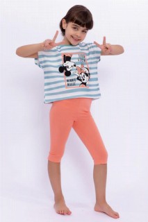 Outwear - Girl's Minnie Printed Orange Short Tights Set 100328247 - Turkey