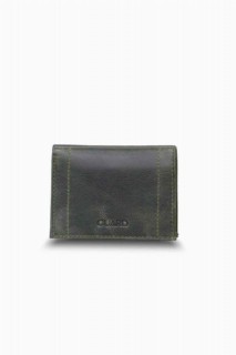 Wallet - Manimal Antique Green Leather Men's Wallet 100346087 - Turkey