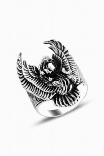 Men - Eagle and Claws Model Silver Ring 100346813 - Turkey