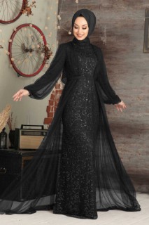 Evening & Party Dresses - فستان سهرة حجاب أسود 100338062 - Turkey
