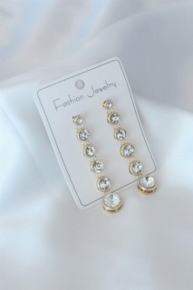 Jewelry & Watches - Gold Color Zircon Stone Women's Earrings 100327870 - Turkey
