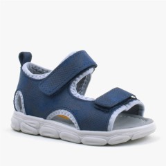 Baby Boy Shoes - Wisps Genuine Leather Navy Blue Camouflage Baby Sandals 100352447 - Turkey