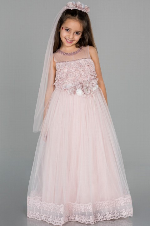 Evening Dress - Evening Dresses Long Tulle Guipure Kids Evening Dress 100297703 - Turkey