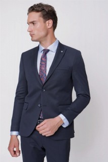Men's Navy Blue Basic Straight Slim Fit Slim Fit 6 Drop Suit 100350802