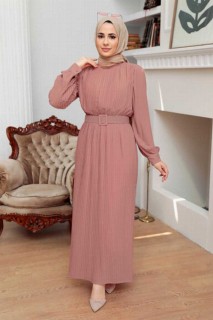 Clothes - Dusty Rose Hijab Dress 100339195 - Turkey