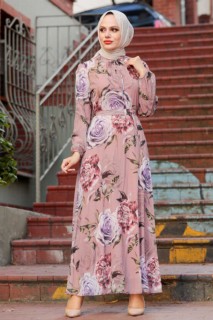Woman Clothing - Dusty Rose Hijab Dress 100299227 - Turkey