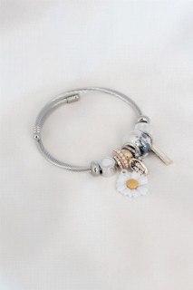 Bracelet - Daisy Figure Silver Color Steel Charm Women Bracelet 100327738 - Turkey