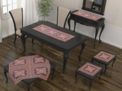 Living room Table Set - Salvia Cord Embroidered 5-Piece Living Room Set 100344869 - Turkey