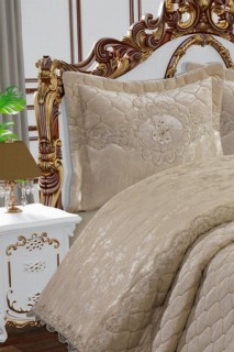 Gold Quilted Double Bedspread Cappucino 100330340