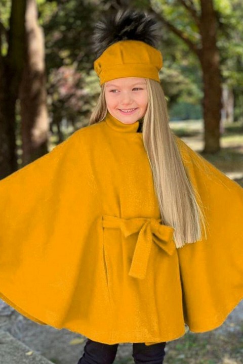 Girl's Cachet Poncho 5 Pieces Yellow Poncho With Leather Leggings 100330980