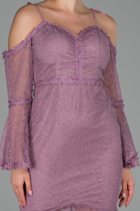 Evening Dress Long Sleeve Midi Lace Invitation Dress 100297350