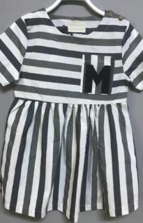 Girl Pocket Detailed Striped Half Sleeve Dress 100326626