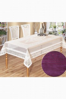 Venessi Knitted Panel Patterned Table Cloth Plum 100258001