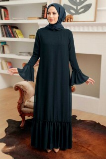 Clothes - Navy Blue Hijab Dress 100340826 - Turkey