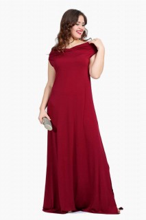 Plus Size - Large Size Polite And Elegant Kiss Collar Evening Dress 100275974 - Turkey