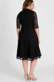Plus Size Lycra Lace Short Dress Black 100276065