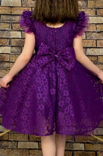 Girl's Flower Embroidered Skirt Fluffy Tulle Purple Evening Dress 100328406