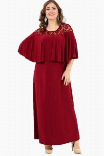Woman - Langes Abendkleid in Übergröße mit Cape-Kragen, der die Ärmel bedeckt 100276272 - Turkey