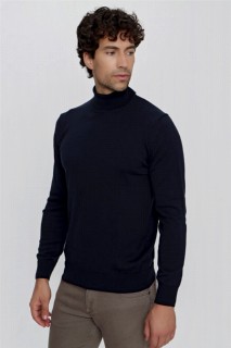 Knitwear - Men's Marine Basic Dynamic Fit Relaxed Fit Full Turtleneck Knitwear Sweater 100345148 - Turkey
