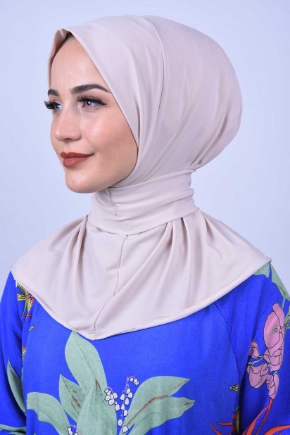 Ready to wear Hijab-Shawl - Snap Fastener Scarf Shawl Beige 100285606 - Turkey