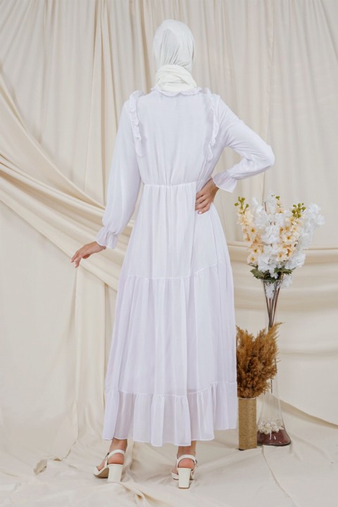 Women's Ruffle Detailed Chiffon Dress 100326117