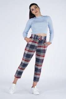Women's Belted Plaid Trousers 100326302