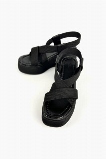 Darrell Black Wedge Heel Sandals 100344371