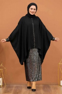 Cloth set - Robe de costume double hijab noire 100336765 - Turkey
