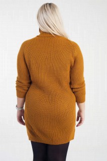 Large Size Slit Detail Acrylic Turtleneck Loose Knitwear Sweater 100342758