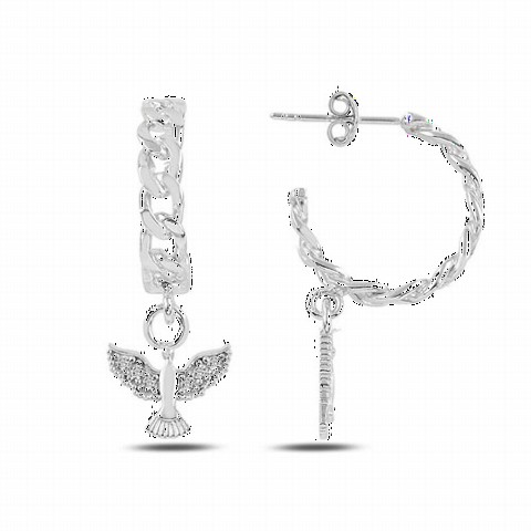 Jewelry & Watches - Chain Model Bird Motif Silver Earrings 100347119 - Turkey