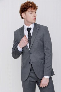 Men's Gray Basic Straight Slim Fit Slim Fit 6 Drop Suit 100350703