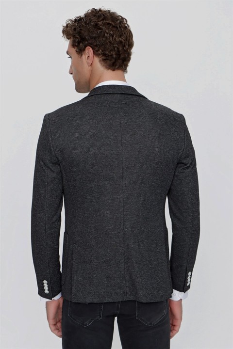 Men's Black Roza Knitted Slim Fit Slim Fit Bag Pocket Jacket 100350942