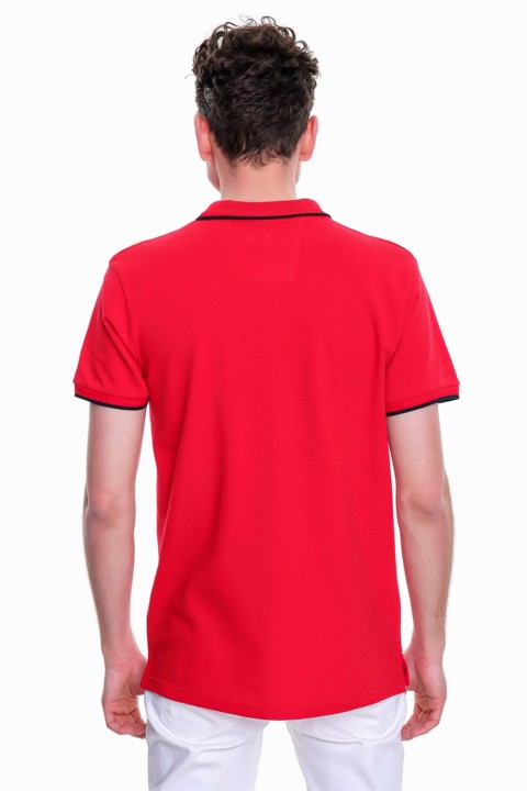 Men's Red Basic Polo Neck No Pocket Dynamic Fit Comfortable Fit T-Shirt 100351217