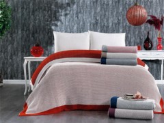 Blanket Sets - Dowry Land Lily Strickdecke Creme Rot 100331274 - Turkey