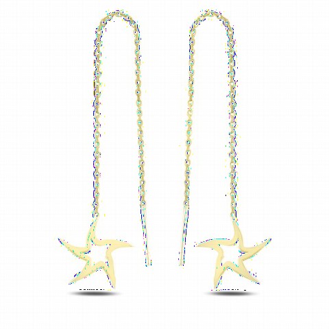 jewelry - Shooting Star Hanging Women's Silver Earrings Gold 100346707 - Turkey