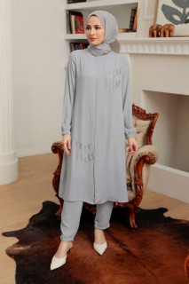 Cloth set - Grey Hijab Suit Dress 100340837 - Turkey