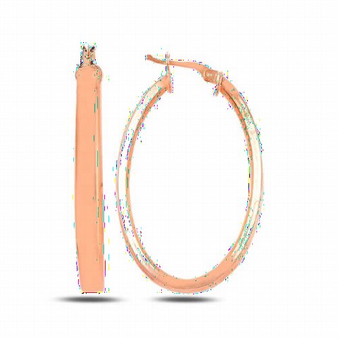 Earrings - 45 Millim Oval Ring Sterling Silver Earrings Rose 100346646 - Turkey
