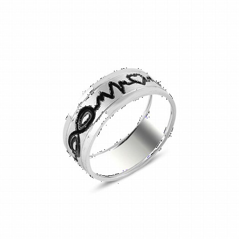 Wedding Ring - Infinity Motif Embroidered Silver Wedding Ring 100347027 - Turkey