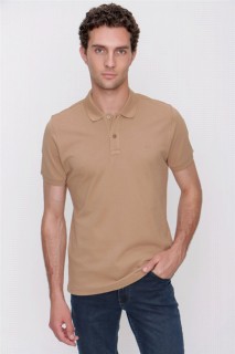 T-Shirt - Men's Safari Basic Plain 100% Cotton Dynamic Fit Comfortable Fit Short Sleeve Polo Neck T-Shirt 100351368 - Turkey