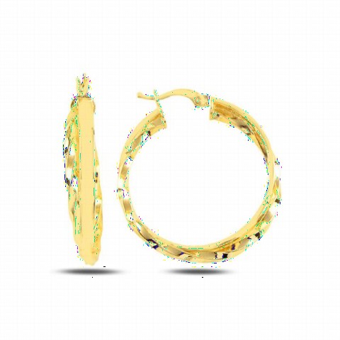 Earrings - Twisted Model Ring Silver Earrings Gold 100346631 - Turkey