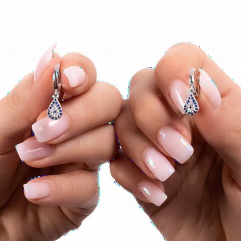 jewelry - Drop Model Evil Eye Women's Silver Earrings 100347526 - Turkey