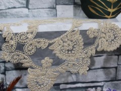 Suman Kordone Luxury Velvet Embroidered 5 Piece Living Room Set Black Gold 100331618